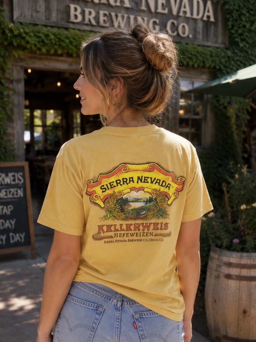 Sierra Nevada Kellerweis Beer Graphic Tee Butter Yellow Women’s M